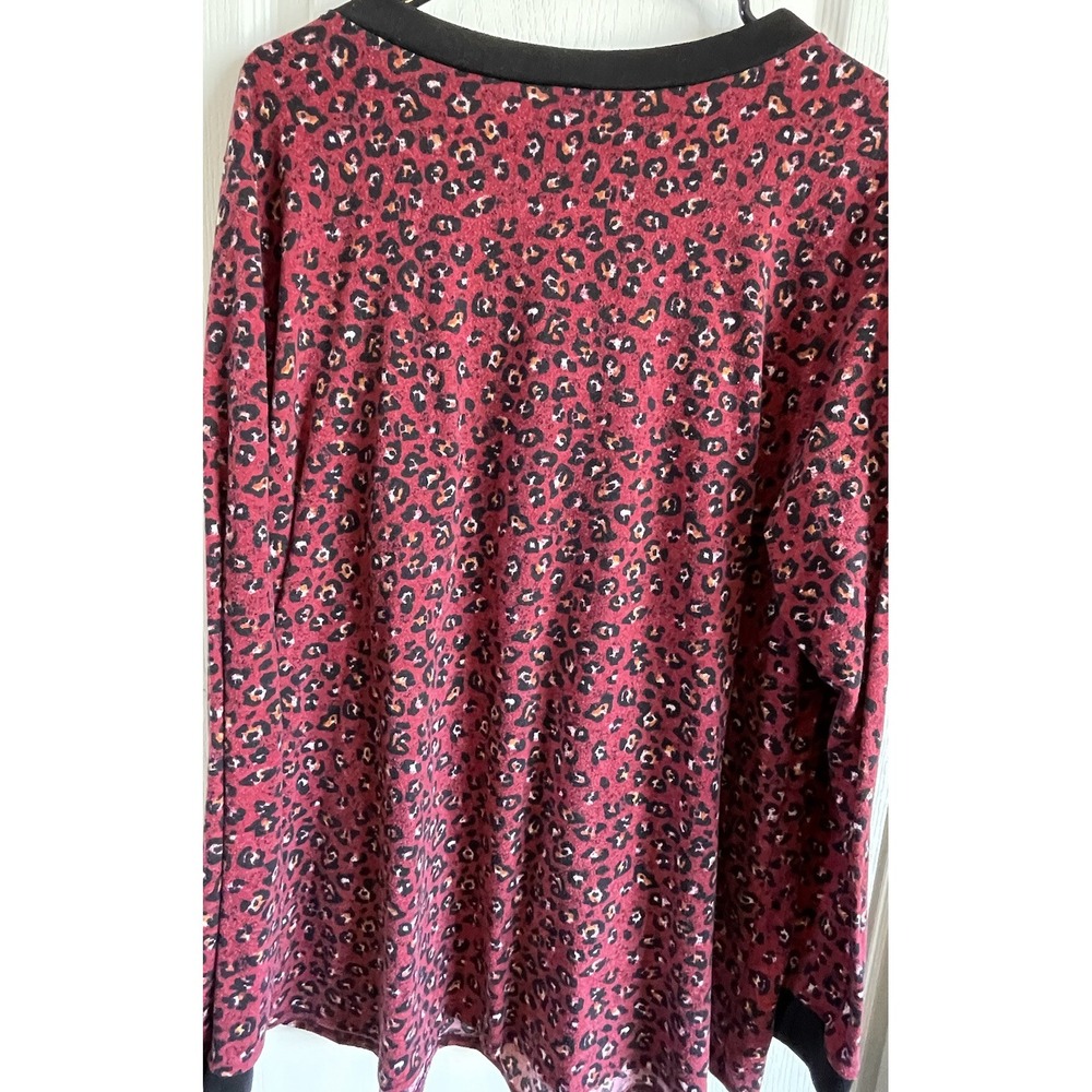 Now N Forever Womans Mauve Leopard Print with Black Outline Long Sleeve Size 2x - Picture 6 of 10